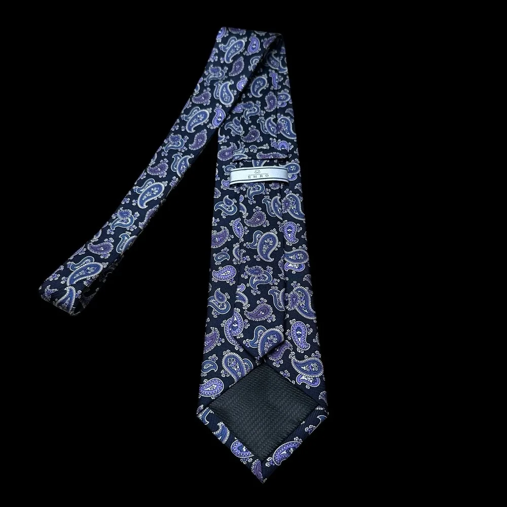 Enro Mens Silk Tie Navy Blue Purple Paisley Classic Formal Necktie 59x3.5